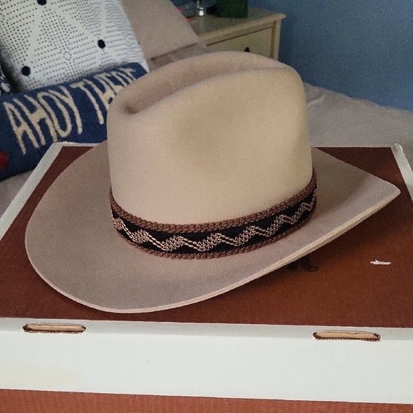 Beige Western Hat with Feather Accent - Picture 3 of 7